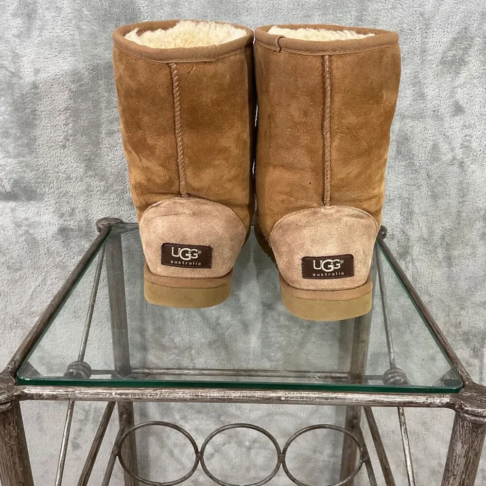UGG AUSTRALIA Classic sherpa Boots Women's 7 Chestnut Sherpa Leather Suede 5825